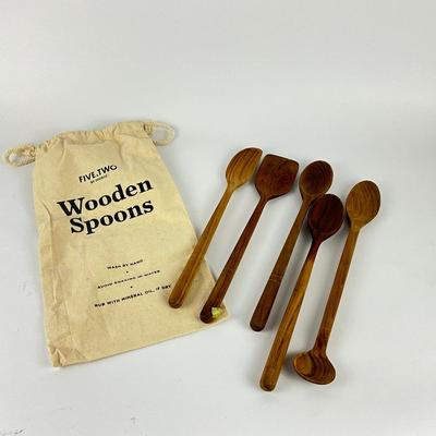 186 Five Walnut Wooden Spoons