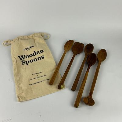 186 Five Walnut Wooden Spoons