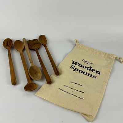187 Five Walnut Wooden Spoons