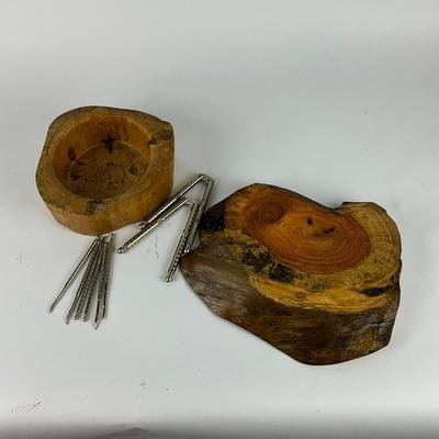 190 Swedish Hand turned Wood Nut Bowl by Bjork Fran Kila & Cutting Board