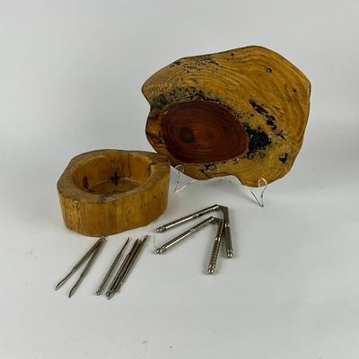 190 Swedish Hand turned Wood Nut Bowl by Bjork Fran Kila & Cutting Board