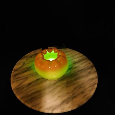 Sweet Vintage FENTON Tight Crimp Rose Bowl w/ Uranium Glass Glow