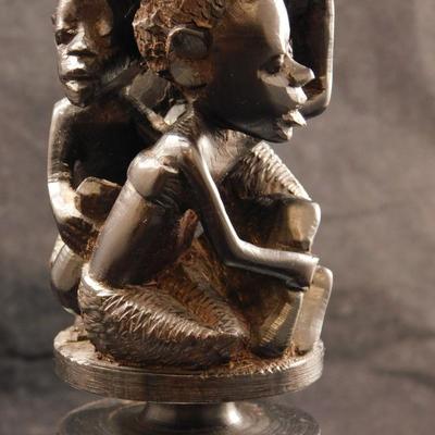Hand Turned & Carved Wooden Candlesticks, Africa 9.75” Tall