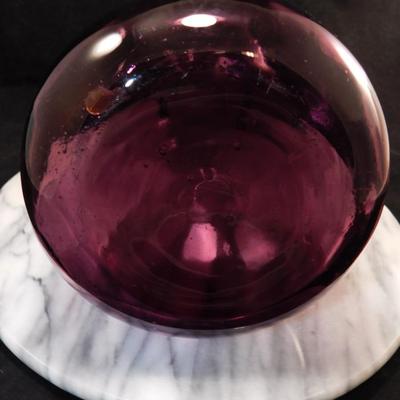 Vintage Hand-Blown Ruffled Amethyst Glass Vase 9”