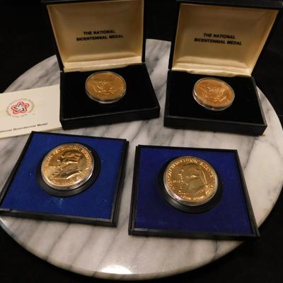 Lot of 4 U.S. Bicentennial Gold-Plated Commemorative Medals