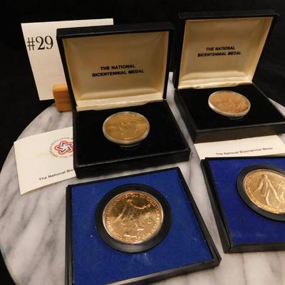 Lot of 4 U.S. Bicentennial Gold-Plated Commemorative Medals