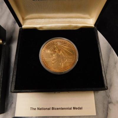 Lot of 4 U.S. Bicentennial Gold-Plated Commemorative Medals