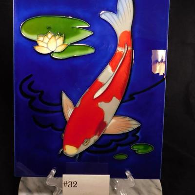 BENYANA Porcelain Koi Tile, Wall Art 14”x11”