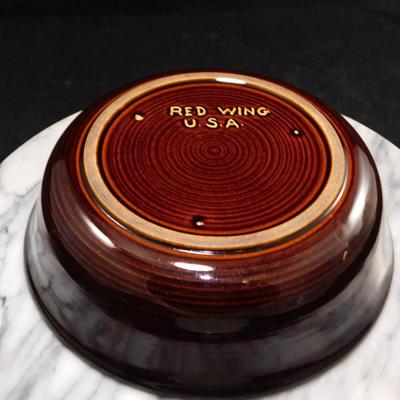 Red Wing USA Pottery Casserole Dish w/ Serving Tray & Lid 10”x8”x5”