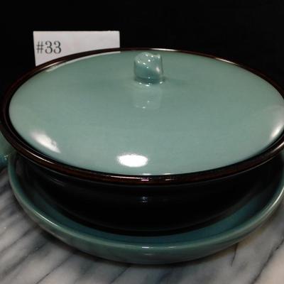 Red Wing USA Pottery Casserole Dish w/ Serving Tray & Lid 10”x8”x5”