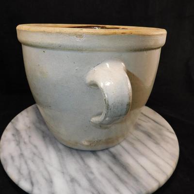 Antique Stoneware Single Handle Crock 8”x6.5”