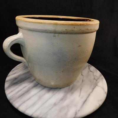 Antique Stoneware Single Handle Crock 8”x6.5”