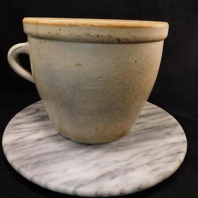 Antique Stoneware Single Handle Crock 8”x6.5”