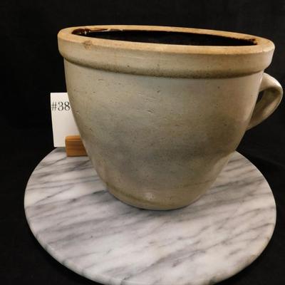 Antique Stoneware Single Handle Crock 8”x6.5”