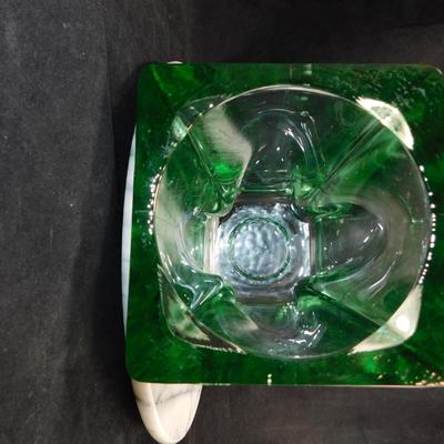 Heavy Green Recycled Glass Vase, Spain 8.75” Tall