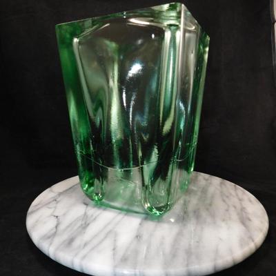 Heavy Green Recycled Glass Vase, Spain 8.75” Tall