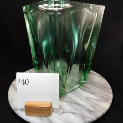 Heavy Green Recycled Glass Vase, Spain 8.75” Tall