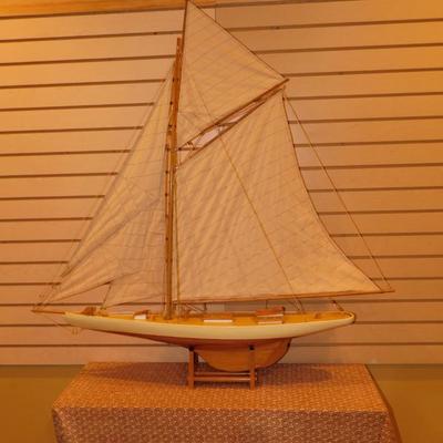 Vintage Large Wooden Sailboat w/ Stand