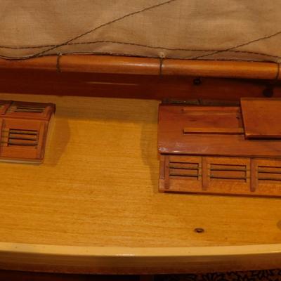 Vintage Large Wooden Sailboat w/ Stand