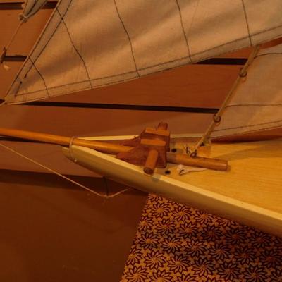Vintage Large Wooden Sailboat w/ Stand