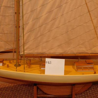 Vintage Large Wooden Sailboat w/ Stand