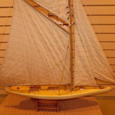 Vintage Large Wooden Sailboat w/ Stand
