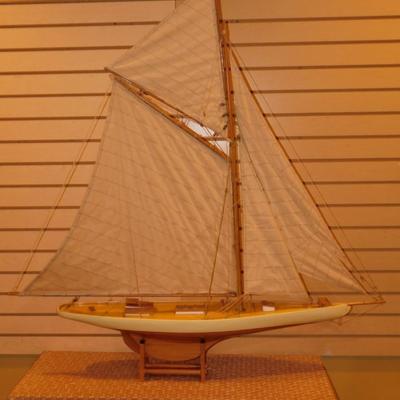 Vintage Large Wooden Sailboat w/ Stand