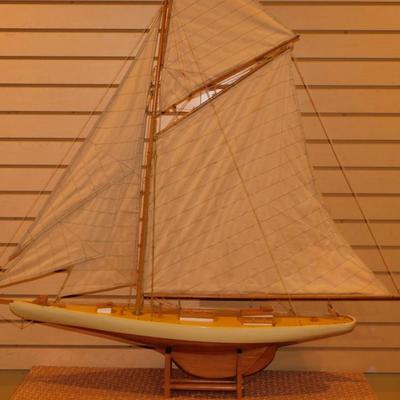Vintage Large Wooden Sailboat w/ Stand