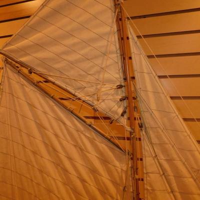 Vintage Large Wooden Sailboat w/ Stand