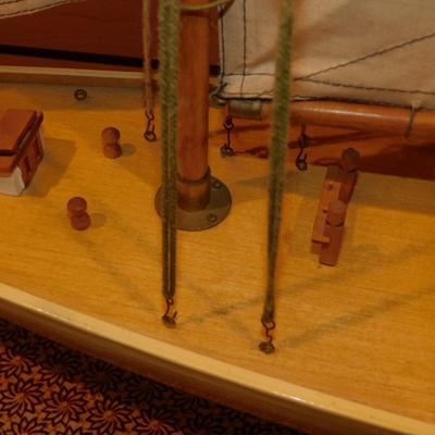 Vintage Large Wooden Sailboat w/ Stand