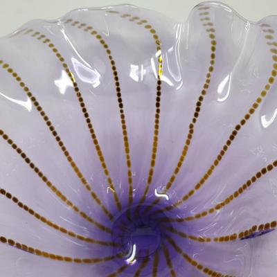 Signed M. Jordan 2008 Purple Ruffle Glass Bowl