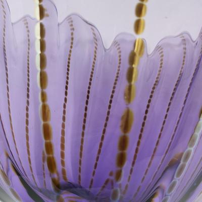 Signed M. Jordan 2008 Purple Ruffle Glass Bowl