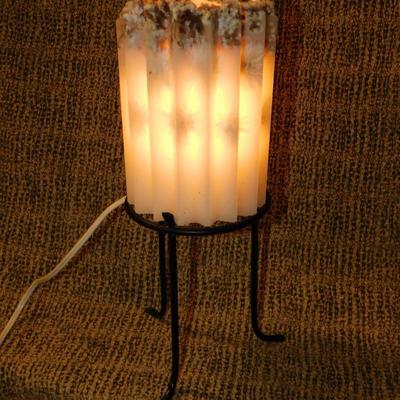 Tea Light on Metal Stand w/ Wax Shade 14”