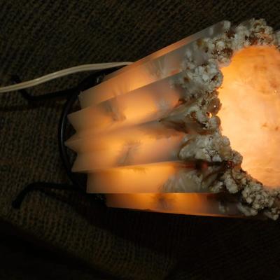Tea Light on Metal Stand w/ Wax Shade 14”