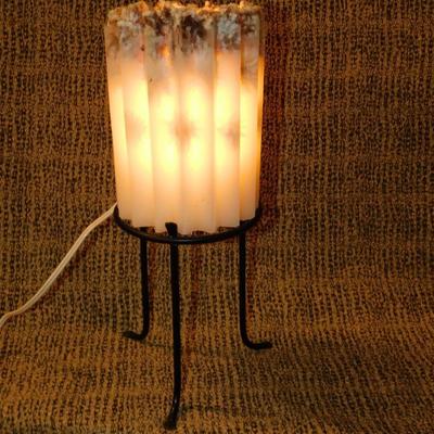 Tea Light on Metal Stand w/ Wax Shade 14”