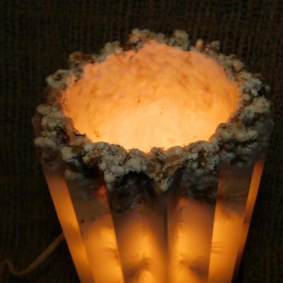 Tea Light on Metal Stand w/ Wax Shade 14”