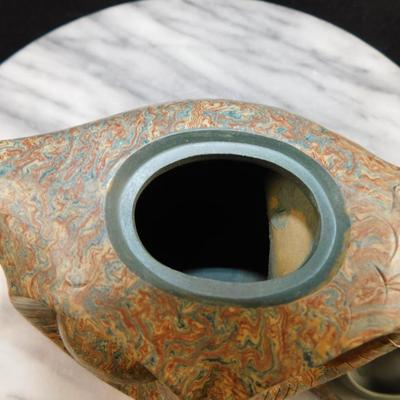 YIXING Clay Owl Tea Pot w/ Attached Lid 4.5” Tall