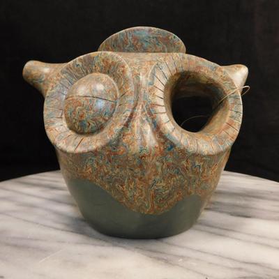 YIXING Clay Owl Tea Pot w/ Attached Lid 4.5” Tall
