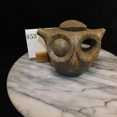 YIXING Clay Owl Tea Pot w/ Attached Lid 4.5” Tall
