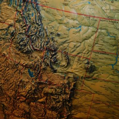 Framed Raised Relief Base United States Map 37.5”x24.5”