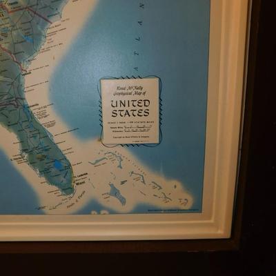 Framed Raised Relief Base United States Map 37.5”x24.5”