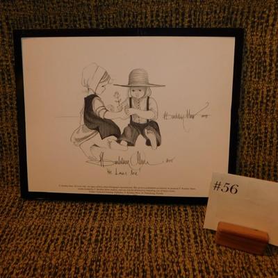P. Buckley Moss “He Loves Me” Small Framed Lithograph 11.25”x8.75”