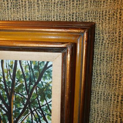 Framed Autumnal Barn Painting by Joan Johnson 30.75”x25”