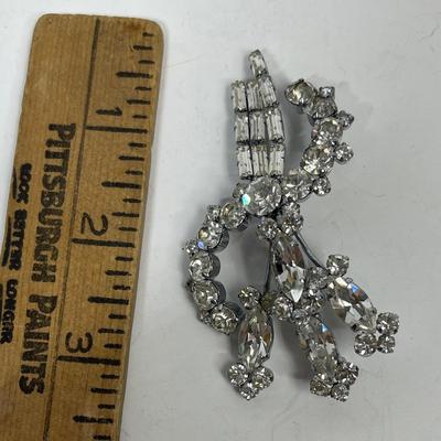 Vintage Clear Rhinestone Brooch Pin