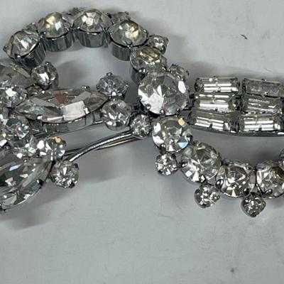 Vintage Clear Rhinestone Brooch Pin