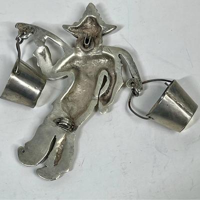 Sterling Silver Brooch Pin Chinese Peasant with Water Buckets