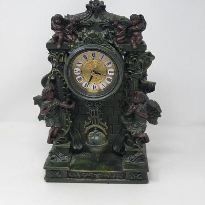 Modern Resin Cherub Mantle Clock