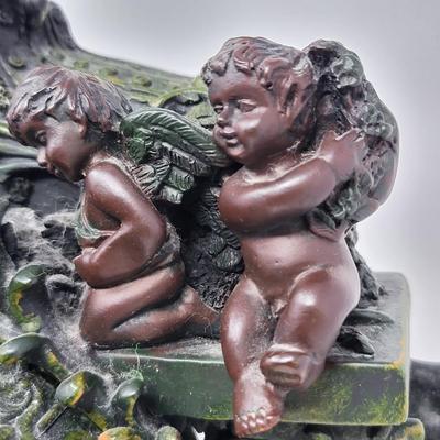 Modern Resin Cherub Mantle Clock