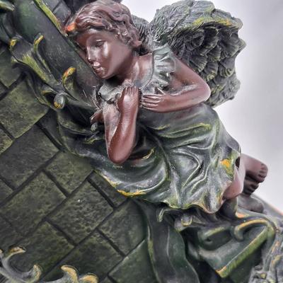 Modern Resin Cherub Mantle Clock