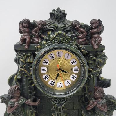 Modern Resin Cherub Mantle Clock